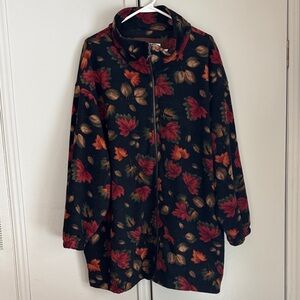 White Stag 1X Vitnage 90's Leafy Print Full Zip Fleece Jacket autumn fall print